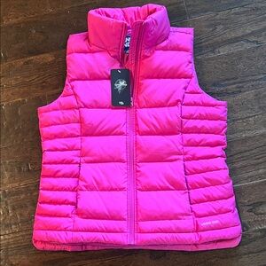 Lands' End NWT Women's Bright Pink Down filled Puffer Vest size M (10-12)